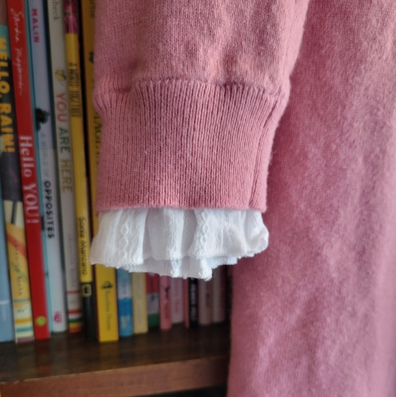 Boden Knitted Sweater Dress Beatrice Lace Ruffle Trim Formica Pink US8 UK12 - Picture 7 of 8